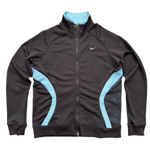 Vintage Y2K Nike Koi Fish Track Jacket Women’s XL Brown Aqua Zip Up Retro 2000s